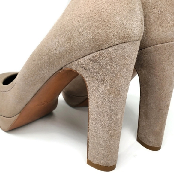 J. Crew Coddington Taupe Shimmer Suede Leather Platform Pumps Made in Italy - Picture 13 of 15